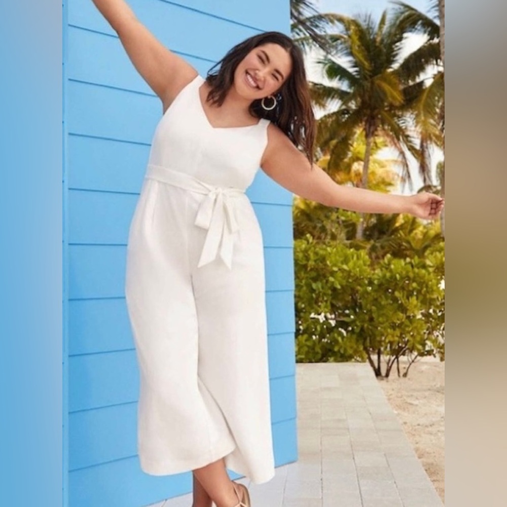 COPY - Ann Taylor Loft Jumpsuit Off White/Ivory Linen Wide leg